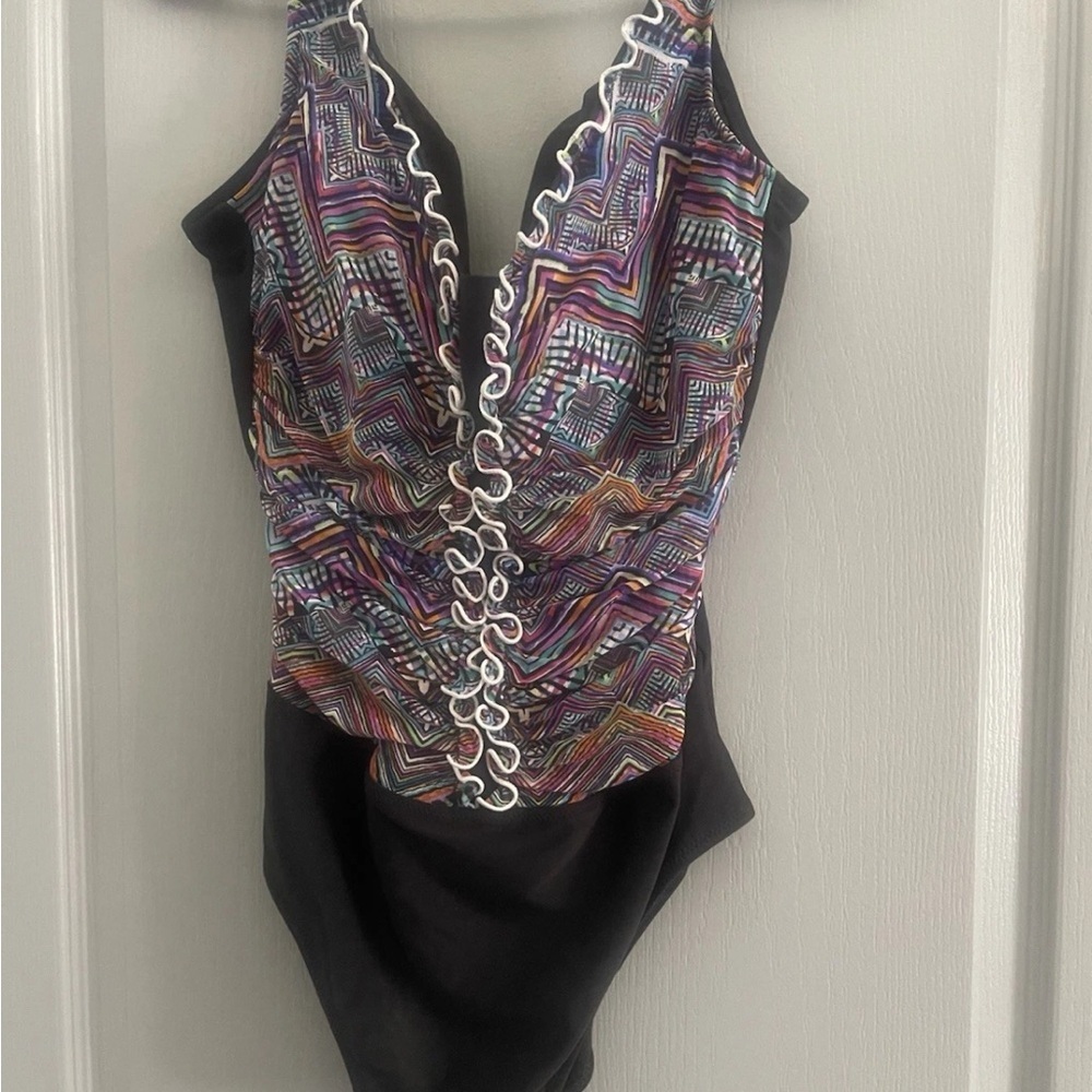 Gottex Black One Piece Swimsuit with Plunging V-Neckline